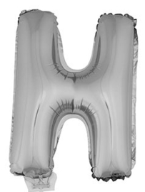 Folie Letter H - 41 cm Zilver (met stokje)