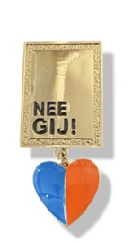 Speldje NEE GIJ hartje Oranje / Blauw Lampegat