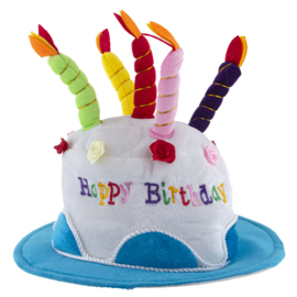 Taartmuts - feestmuts / hoed Happy Birthday BLAUW (63532E)