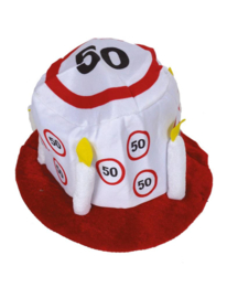 Feesthoed / taarthoed verkeersbord - 50 jaar (63386E)