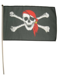 Piratenvlag met stokje -  45 x 30 cm (44927P)