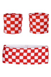Set zweetbanden rood / wit geblokt