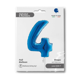 Cijfer 4 - 100 cm Blauw