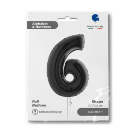 Cijfer 6 - 100 cm Zwart
