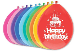 Ballonnen Happy Birthday - 10 stuks - 12"/30 cm