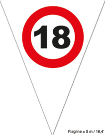 Vlaggenlijn 18 jaar Verkeersbord - 5 meter (84483E)