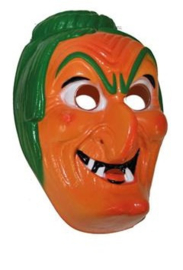 Plastic masker heks met groene haren