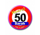 Button 50 jaar verkeersbord Sarah