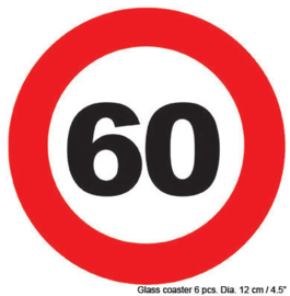 Onderzetters / viltjes verkeersbord 60 jaar