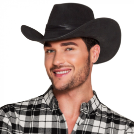 Cowboyhoed  leatherlook zwart
