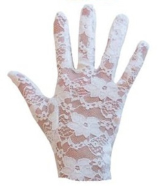 Handschoenen kant - kort Wit