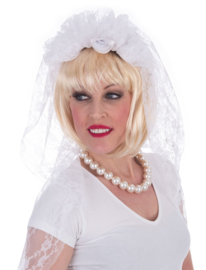 Diadeem bridal veil / bruidssluier wit (53863E)