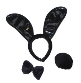 Bunny set zwart pluche