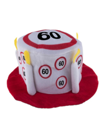 Feesthoed / taarthoed verkeersbord - 60 jaar (63629E)