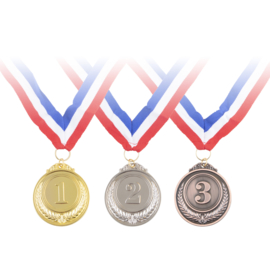 3 Medailles, goud, zilver en brons (metaal)