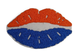 Embleem / applicatie Mond Lampegat Oranje boven - 5 x 3 cm