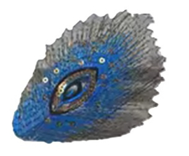 Embleem / applicatie Pauwenveer - Blauw - 9,5 x 6,5 cm
