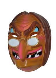 Plastic masker heks met bruine haren