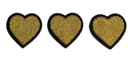 Embleem / applicatie Hartjes Goud - 3 stuks - 3,5 cm
