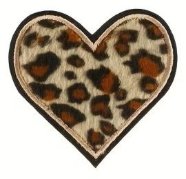 Embleem / applicatie Panter hartje - 6 x 6,5 cm