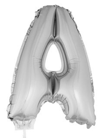 Folie Letter A - 41 cm Zilver (met stokje)