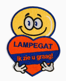Embleem / applicatie Lampegat / Ik zie u graag! - 9 x 6,8 cm