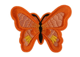 Embleem / applicatie Oranje/gele vlinder - 7 x 5,5 cm