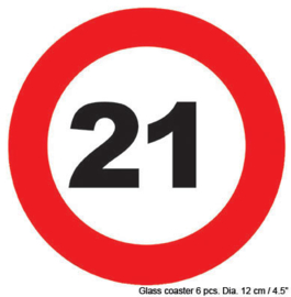 Onderzetters / viltjes verkeersbord 21 jaar