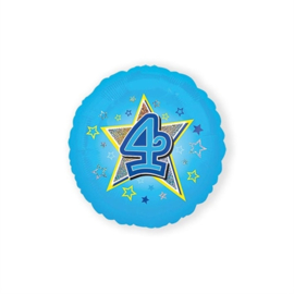 Folieballon blauwe ster - cijfer 4 (AM2953501)