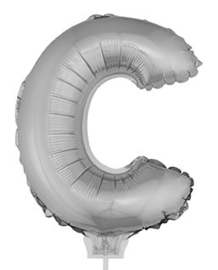 Folie Letter C - 41 cm Zilver (met stokje)