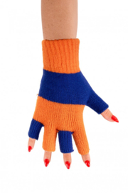 Vingerloze handschoenen oranje / blauw Lampegat