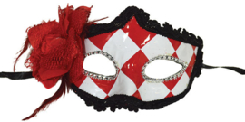 Oogmasker Rood/Wit met bloem