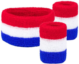 Set zweetbanden rood wit blauw