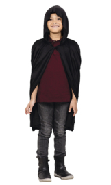 Cape met capuchon Zwart 75 cm (71009B).