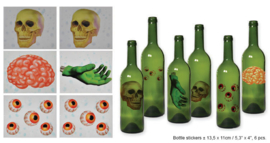 Halloween fles stickers 8 stuks (74526E)