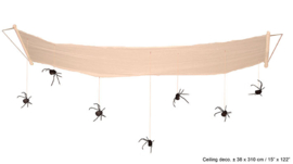 Plafond decoratie met spinnen 310 cm lang (54639E)