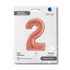 Cijfer 2 - 66 cm Rosé Goud
