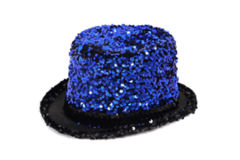 Hoge hoed Pailletten Blauw - one size