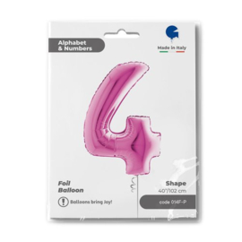 Cijfer 4 - 100 cm Fuchsia