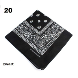 Bandana / boerenzakdoek Zwart (100% katoen - 020)