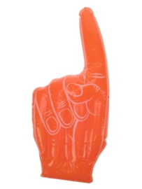 Hand + vinger oranje opblaasbaar (85078P)