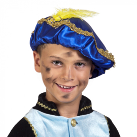 Piet baret Blauw met veer (56507B)