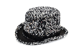 Hoge hoed Pailletten Zilver - one size