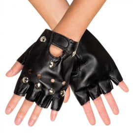 Zwarte handschoenen biker / punk (03150B)