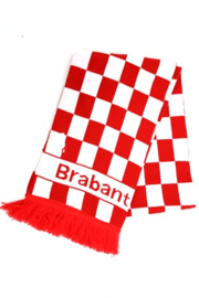 Sjaal met tekst Brabant rood/wit geblokt