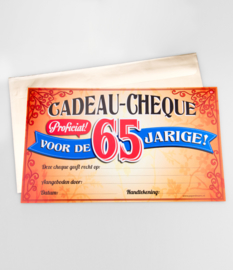 Cadeau-cheque 65 JAAR! (22PD)