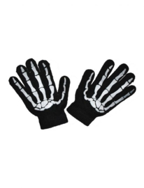 Handschoenen zwart skelet KIND (60364E)