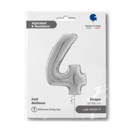 Cijfer 4 - 66 cm Zilver