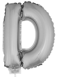 Folie Letter D - 41 cm Zilver (met stokje)