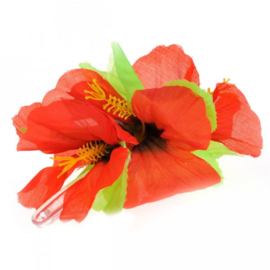 Haarclip bloem Hibiscus rood (52379B)